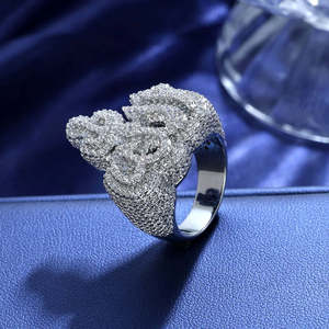 RB GEMS Bague de déclaration unisexe en argent sterling 925 plaqué rhodium, sertie de moissanite VVS et de motifs de calligraphie arabe, style Hip Hop - Product Image 3
