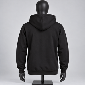 Sweat-shirt à capuche uni noir pour homme avec poche kangourou et cordon de serrage - Product Image 3