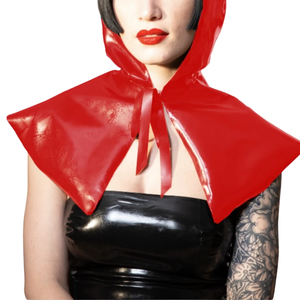 Cape à capuche en cuir PU noir pour femme avec décoration en nœud, combinaison sexy, lingerie, costume - Product Image 4
