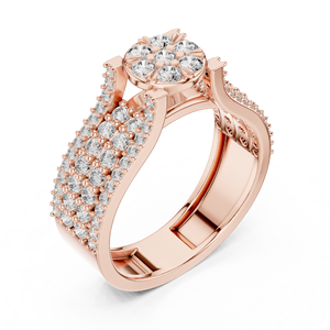 TRENDY Lab Grown ROUND CLUSTER Diamond WITH PAVE SET IN 18KT ROSE Gold PARTY Engagement Wedding VALENTINE GIFT FOR <b>WOMEN</b> - Product Image 1