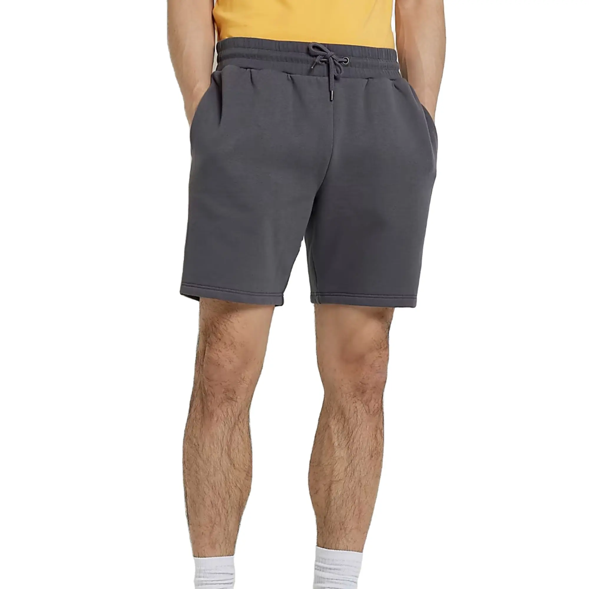 Op Maat Geborduurd Logo 42% Katoenen 58% Polyester Zijzakken Met Elastische Taille, Staal, Regular Fit Jersey Shorts