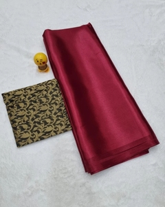 KV Women's Soild/Plain Bollywood Silk Blend <b>Saree</b> With Unstitched Blouse (<b>Maroon</b>) - Product Image 4