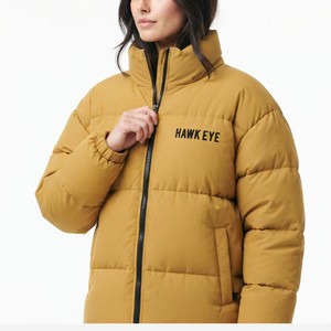 Women's Quilted Puffer Jacket <b>Winter</b> Warm Stand Collar Full Zip <b>Thick</b> Padding Logo Front Regular Fit <b>Coat</b> - Product Image 5