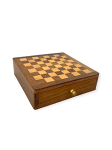 Boîte et plateau d'échecs en bois de 6 pouces, finition naturelle, jeu de stratégie classique pour le divertissement familial et les activités intérieures - Product Image 5