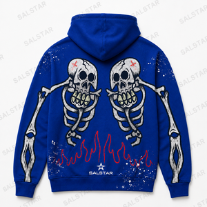 Men's <b>Gothic</b> Skeleton Graphic Blue Hoodie <b>Jacket</b> Custom Printed Zip Up Hoodie Streetwear Casual Fashion Hooded <b>Jacket</b> - Product Image 5