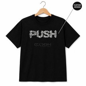 เสื้อยืดพิมพ์ลายตัวอักษรประดับเพชรหรูหรา สไตล์ดีไซเนอร์จาก Cosh International สีดำ ผลิตจากผ้าฝ้ายพรีเมียม ผู้ผลิตเสื้อผ้าคุณภาพสูง - Product Image 5