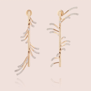 Boucles d'oreilles pendantes plaquées or style bohème avec strass en cristal motif végétal pour femme, bijoux de fête - Product Image 3