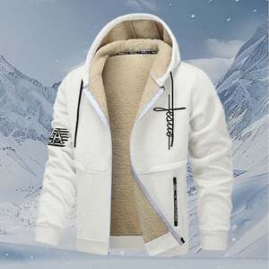 Slim fit mens sherpa woolen zip up hoodie oversized <b>thick</b> warm cotton <b>blanket</b> comfortable winter outerwear - Product Image 1