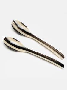 Ensemble de 2 cuillères et fourchettes à salade en corne de buffle écologiques faites à la main, matériau naturel, lavables au lave-vaisselle pour une utilisation en cuisine - Product Image 5