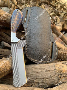 Cuchillo de vaquero occidental tipo Bull Cutter de acero inoxidable extra afilado con espiga completa, con funda y mango de resina de piña OEM/OBM - Product Image 3