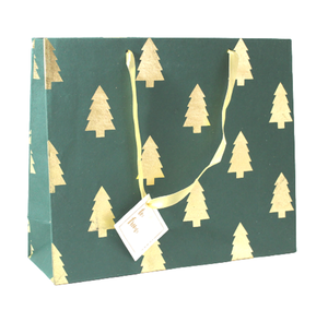 Wholesale Disposable High Quality Recycled Cotton Handmade Paper <b>Foil</b> Print All Matching Satin Ribbon Flexiloop Handle Gift - Product Image 1
