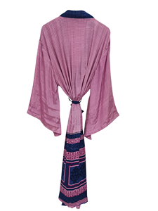 Robe en soie longue jusqu'aux chevilles, robe multicolores, robe de nuit, robe indienne vintage en soie recyclée, kimono en sari - Product Image 2