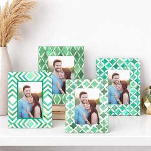 Handmade Customized Bone Inlay Resin Rectangle Photo <b>Frame</b> Tabletop Wall <b>Mount</b> for Home Wedding Decor - Product Image 1