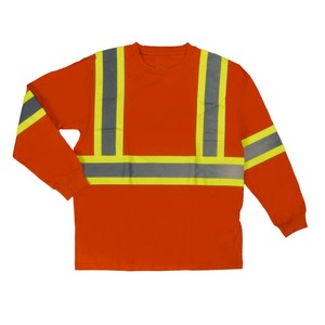 T-shirts de travail haute visibilité personnalisés, respirants, unisexes, de haute qualité, réfléchissants, col rond, manches longues, pour activités de plein air - Product Image 3