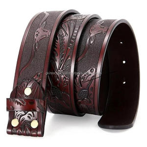 Full Grain Genuine Western Leather Tooling Belt for <b>Men</b> Custom Made Hand Carved Bull Embossed Cowboy Belt for Unisex - Product Image 5