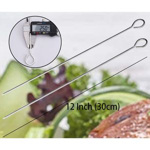 Lot de 12 brochettes carrées en acier inoxydable de 12 pouces, accessoires de barbecue pour grillades et cuisson en extérieur - Product Image 4