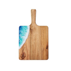 Planche à découper en bois avec incrustation de résine noire, planche de service et de découpe avec poignée pour la cuisine et le plateau à fromage - Product Image 2
