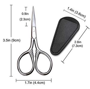 Ciseaux de toilettage des poils du visage en acier inoxydable incurvés de 3,5 pouces, argentés, pour hommes, femmes, animaux de compagnie, coupe-sourcils, barbe, moustache - Product Image 2