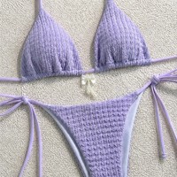 ODM/OEM Bikini deux pièces sexy personnalisé, haut à nouer et bas à nouer sur le côté, coupe haute, mignon et élégant, maillot de bain d'été pour femme