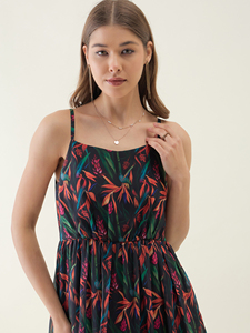 Vestido de Verano sin Mangas con Estampado Floral Negro de Alta Calidad para Mujer, para Usar en la Playa o Diariamente, Precio de Venta para Exportación - Product Image 4