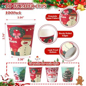 Confezione da 100 Bicchieri di Carta Usa e Getta da 10 oz per Natale, Bicchieri Rinforzati per Bevande Calde/Fredde, Tè, Caffè, Cioccolata Calda - Product Image 2
