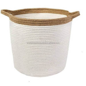 Cotton Woven <b>Basket</b> <b>Rope</b> Storage <b>Laundry</b> <b>Baskets</b> Handmade Decorative Home Indian <b>Basket</b> - Product Image 6