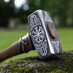 Marteau Viking avec motif de nœuds nordiques, manche en bois, face rectangulaire, qualité DIY - Product Image 5