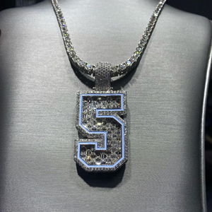 Zircon Stainless Steel Rhodium Plated Customized Iced Out New Fashion Charm Pendant White Unisex Hip Hop Style Chain - Product Image 6