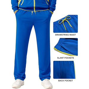 Chándal Unisex Azul y Amarillo Sólido Personalizado, Manga Larga, Cierre de Cremallera, Cuello Alto, Deportivo, Peso Medio, Poliéster y Algodón, Invierno, Adultos - Product Image 4