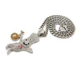 Colgante de Cabra de Dibujos Animados con Cristales de Estrás, Aleación Plateada, Estilo Hiphop, Joyería Unisex, Regalo - Product Image 1