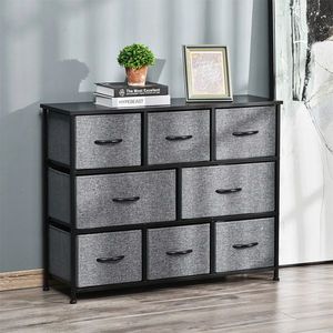 Dark Gray 3-Layer Fabric Dresser with 8 Drawers New Design Modern Home Furniture - Product Image 1