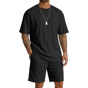 Custom Mens <b>Set</b> Manufacturer Cotton Cargo Shorts T Shirt 2 Piece Casual OEM Private Label Bulk - Product Image 1