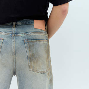 Jeans de Mezclilla Sólidos, Rectos, Oscuros, Casuales y Transpirables para Hombre, Venta al Por Mayor Directa de Fábrica, con Bordado, para Verano, Otoño e Invierno - Product Image 5