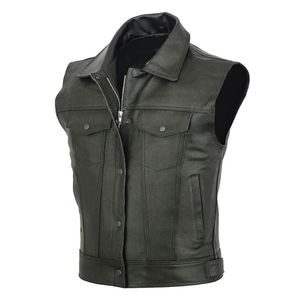 Chaleco de Cuero Premium para Hombre, Chaleco de Motociclista sin Mangas, Logotipo Personalizado, Fabricación OEM ODM en Pakistán - Product Image 2