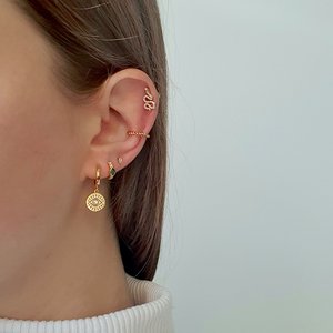 14k Solid Gold Snake Diamond <b>Emerald</b> <b>Stud</b> Earring Factory Direct Wholesale Natural Gemstone Serpent Jewelry Custom Manufacturer - Product Image 2