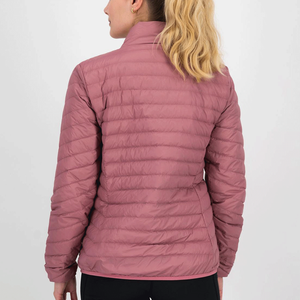 <b>Women's</b> Pink Stand Collar Quilted Puffer Jacket Full Sleeve Zip Up Casual Warm Winter <b>Coat</b> - Product Image 3
