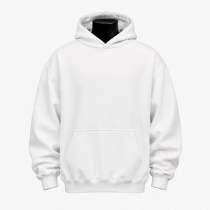 Sweat-shirt à capuche blanc pour homme, coupe ample, 100% coton, molleton français, pull décontracté avec poche avant, vêtements d'hiver - Product Image 1