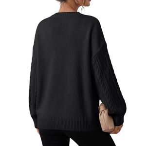 Pull à col rond en acrylique épais de haute qualité, personnalisé, noir, à manches longues, confortable, pour femmes, taille oversize - Product Image 3