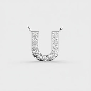 Unisex <b>Silver</b> & Rhodium Plated 'U' Letter Trendy Fine Jewelry Pendants & <b>Charms</b> Moissanite for Gift Occasions Child-Friendly - Product Image 3