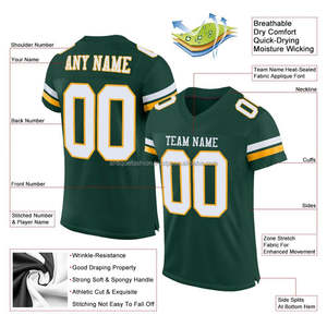 Tenues de football américain sublimées, respirantes, à séchage rapide, 100 % polyester, entièrement personnalisables, broderie, manches courtes - Product Image 4