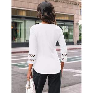 2025 2025 femmes tenue décontractée 3/4-longueur manches col rond dentelle tunique printemps à la mode tenue d'affaires - Product Image 4