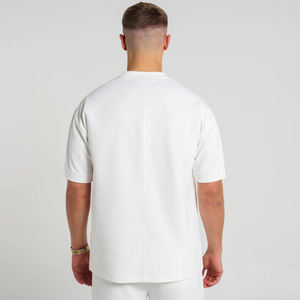 mens white solid plain relaxed <b>short</b> sleeve <b>tshirt</b> matching <b>shorts</b> 2 piece <b>set</b> athletic gym workout track outfit - Product Image 3