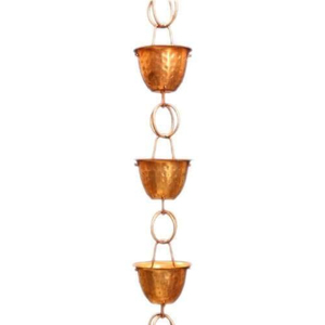 Chaîne de pluie en cuivre pur martelé, élégante, artisanale, pour gouttière, jardin et extérieur, décoration aquatique décorative pour maison et jardin, en promotion - Product Image 1