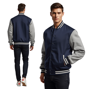 Unisex Modern Hooded Breathable Winter Color Block Wool/Polyester Varsity Jacket - Product Image 1