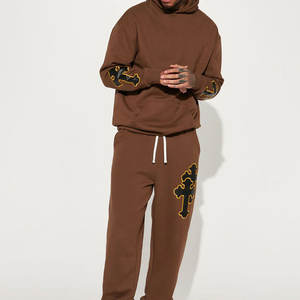 Conjunto Deportivo de Forro Polar para Hombre, Invierno, Bordado, 100% Algodón, Sudadera con Capucha Estampada, Diseño 2 en 1, Servicio OEM - Product Image 1