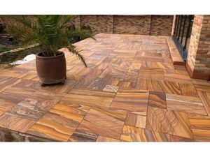 Carrelage en grès arc-en-ciel, surface polie, design rustique, revêtement de sol pour cour, terrasse, pierre décorative arc-en-ciel - Product Image 3