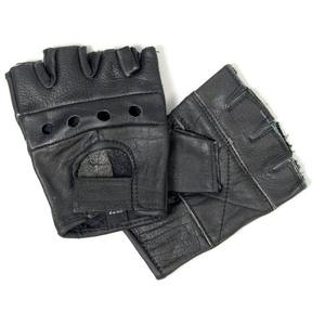 Gants sans doigts en cuir noir de qualité supérieure pour hommes, style conduite et motard, en cuir véritable souple, ajustement performant - Product Image 5