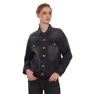 Willshela Femme Chic Vintage Denim Bleu Simple Boutonnage Veste Imprimé Respirant Manches Longues avec Poches Revers Cou Tenues - Product Image 4