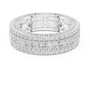 Multi <b>Row</b> Princess Round Cut Lab Grown Diamond Eternity Ring 18K Solid Gold E Color IGI Certified Luxury Unisex Statement Accent - Product Image 3