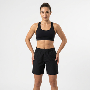 Shorts Bermuda pour homme, noirs unis, taille élastique, séchage rapide, avec poches, style décontracté - Product Image 3